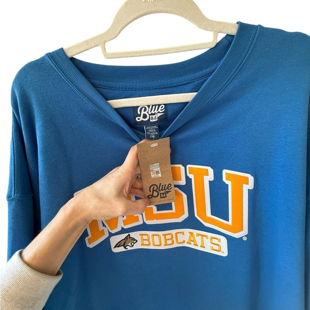 Blue 84 MSU Bobcats Royal Blue Sweatshirt with Gold Lettering - Picture 5 of 6